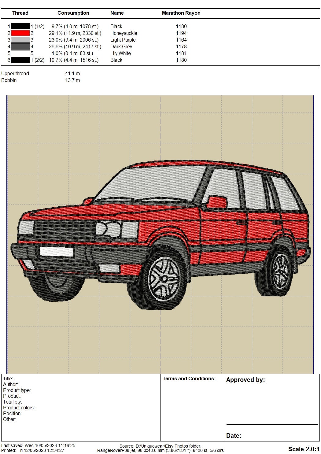 Range Rover P38 Classic 4x4 Car Embroidery Design - Instant Download ...