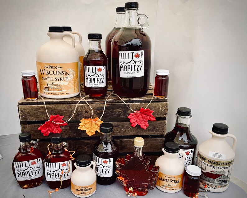 Wisconsin Pure Maple Syrup Maple Leaf Bottle Etsy