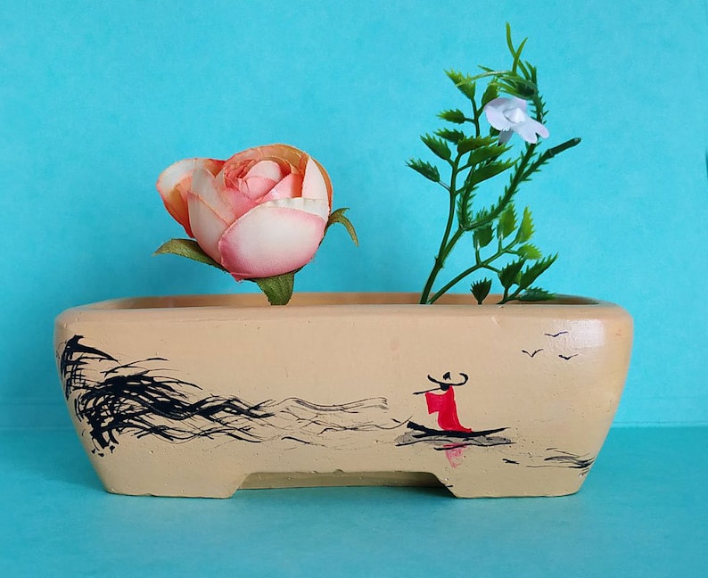 Bonsai Pot With Additional Holes in the Bottom for Attaching the Plant