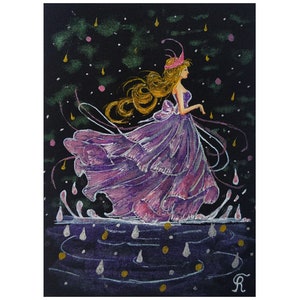 Golden Hair Sorceress ACEO Fantasy Original Postkarte Handmade ART Mischtechnik Signatur der Künstlerin