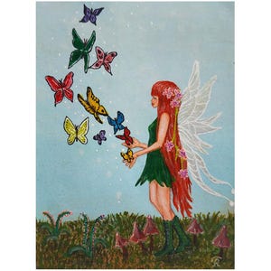 Fee und Schmetterlinge Fantasy Zauber ACEO Signiert von der Künstlerin Original