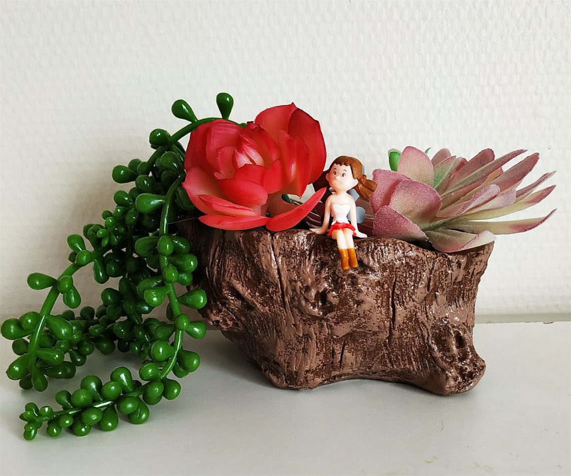 Flower Pot. Imitation Under a Tree. Stump. Ideal for Succulents and