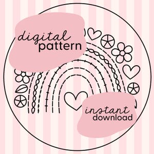 Rainbow beginner embroidery pattern / Rainbow stitch sampler / Beginner embroidery pattern / Stitch along digital embroidery pattern