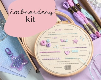 14 Day Embroidery Kit / Complete Beginner Embroidery Kit / Pick and Stitch Embroidery Kit For Beginners / Learn Embroidery Starter Kit