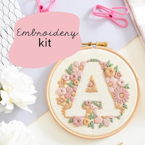 Kit de bordado inicial floral / Kit de bordado para principiantes / Kit de bordado de flores / Kit de bordado para principiantes