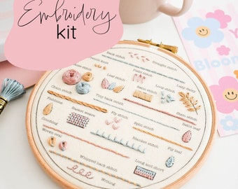 Kit de broderie au point le long / Kit de broderie complet pour débutant / Kit de broderie Pick and Stitch pour débutants / Kit de démarrage pour apprendre la broderie