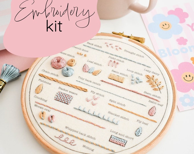Stitch Along Embroidery Kit / Complete Beginner Embroidery Kit / Pick