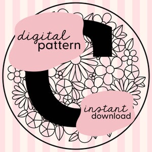 Letter 'C' embroidery pattern / PDF Digital download / Floral embroidery / Flower embroidery pattern PDF / Embroidery digital pattern