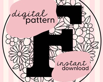 Letter 'F' embroidery pattern / PDF Digital download / Floral embroidery / Flower embroidery pattern PDF / Embroidery digital pattern