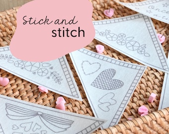 Bookmark Stick and Stitch Embroidery Patches / Book lover embroidery patches / Bookworm gift embroidery patches / Stick and stitch patches