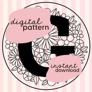 Patrón de bordado de la letra 'G' / Descarga digital en PDF / Bordado floral / Patrón de bordado de flores en PDF / Patrón digital de bordado