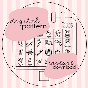 Schema ricamo calendario dell'Avvento 2025 / Schema ricamo digitale dicembre / Schema ricamo digitale Avvento / Ricamo avvento