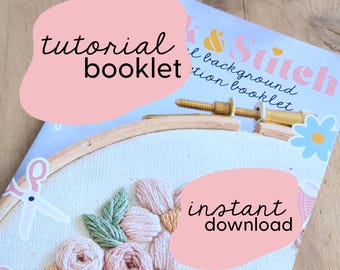 Floral background embroidery booklet / Embroidery Booklet Digital Download / Comprehensive Guide to Embroidery / Embroidery tutorial booklet