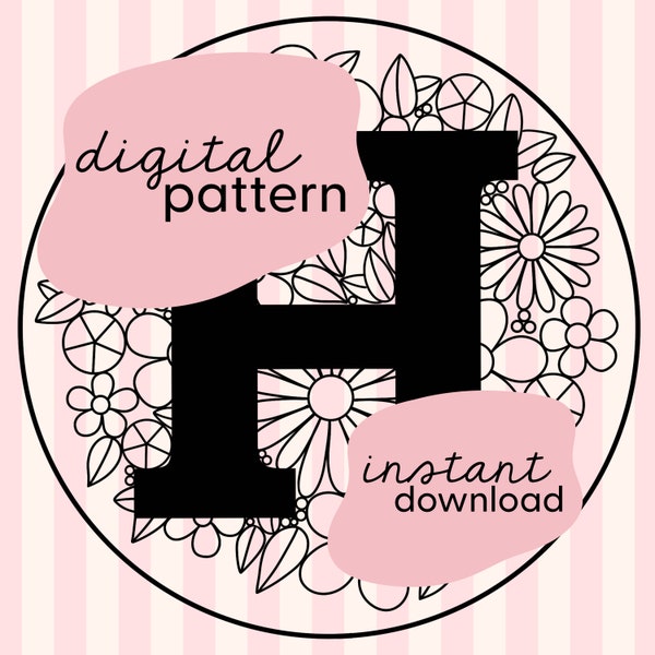 Letter 'H' embroidery pattern / PDF Digital download / Floral embroidery / Flower embroidery pattern PDF / Embroidery digital pattern