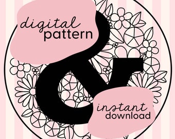 Ampersand '&' embroidery pattern / PDF Digital download / Floral embroidery / Flower embroidery pattern PDF / Embroidery digital pattern