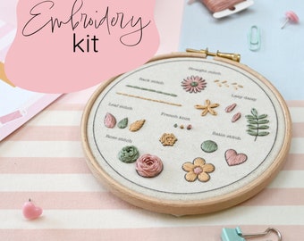 7 Day Beginner Embroidery Kit / Stitch Sampler Beginner Embroidery Kit / Pick and Stitch Embroidery Kit For Beginners / Learn Embroidery Kit