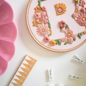 Coloured Fabric Floral Initial Embroidery Kit / Beginner embroidery kit / Flower embroidery kit / Embroidery kit for beginners image 7