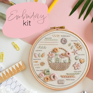 10 Day Beginner Embroidery Kit / Complete Beginner Embroidery Kit / Pick and Stitch Embroidery Kit For Beginners / Learn Embroidery Kit