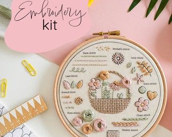 10 Day Beginner Embroidery Kit / Complete Beginner Embroidery Kit / Pick and Stitch Embroidery Kit For Beginners / Learn Embroidery Kit