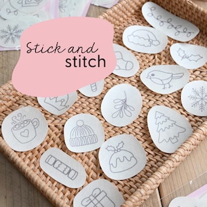 Christmas Stick and Stitch Embroidery Patches / Festive embroidery patches / Holiday embroidery patches / Sulky stick and stitch patches