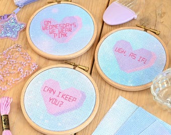 Heart Cross Stitch Kit / Beginner Cross Stitch Kit / Personalised Cross Stitch Kit