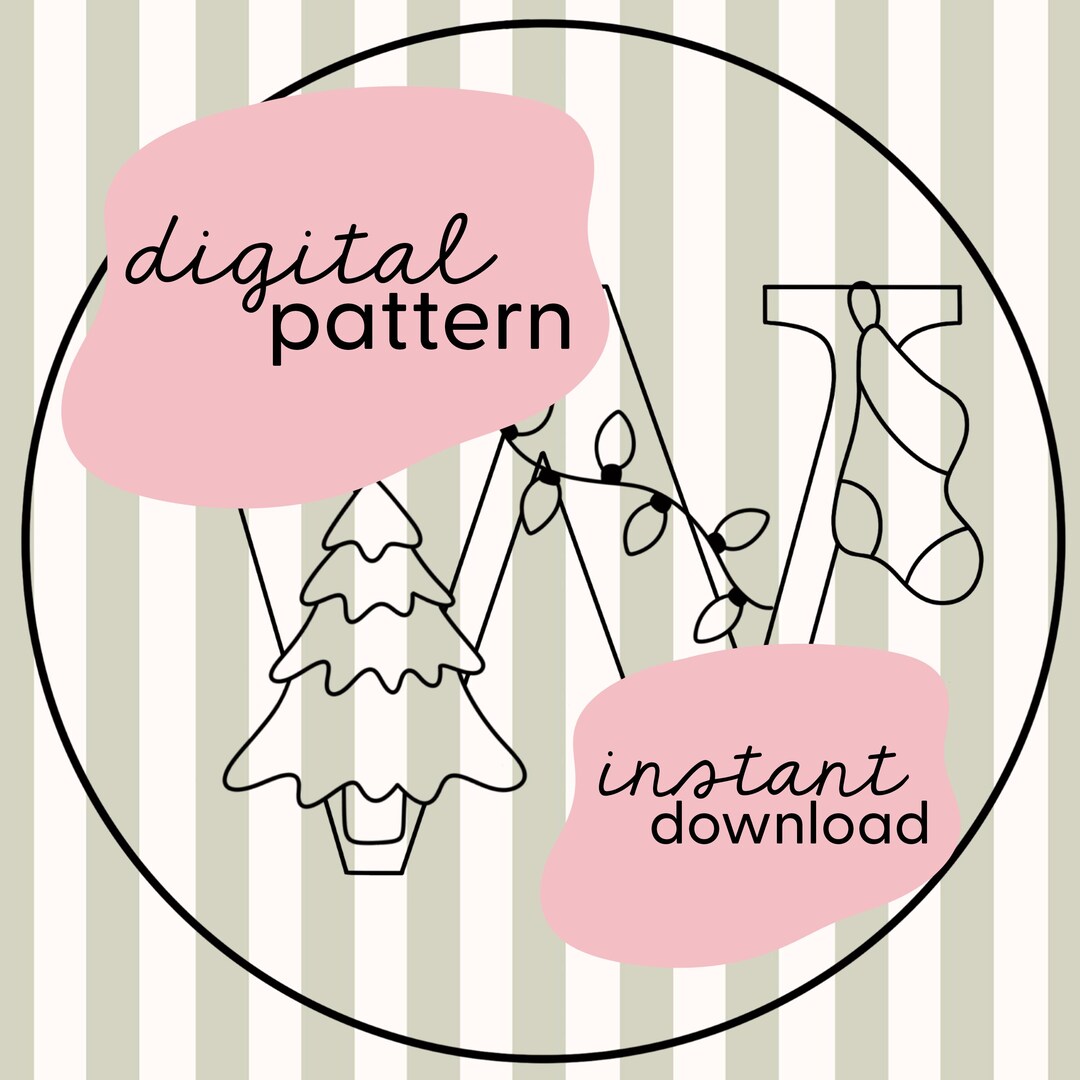 Letter 'W' Christmas Embroidery Pattern / Personalised Initial ...