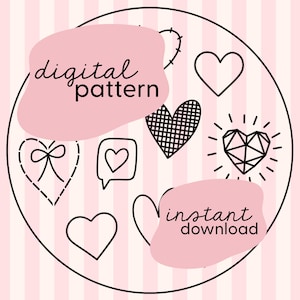 Padrão de bordado para iniciantes em coração de amor / Padrão de tutorial de bordado / Padrão de bordado de coração em PDF / Download digital de bordado em PDF