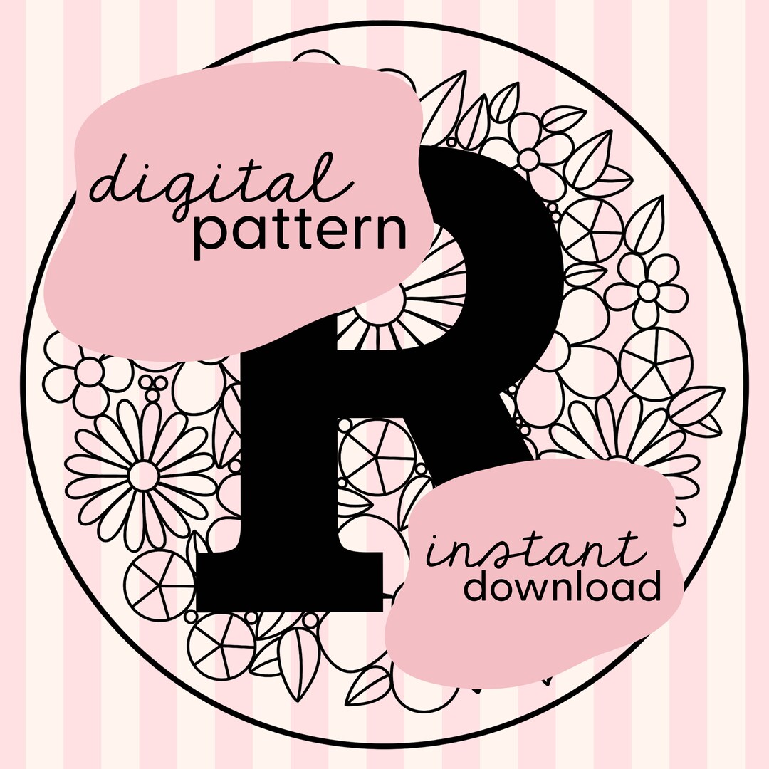 Letter ‘R’ Embroidery Pattern / PDF Digital Download / Floral