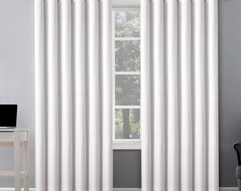 Blackout Curtain Lining Pair White With Hooks & Rings