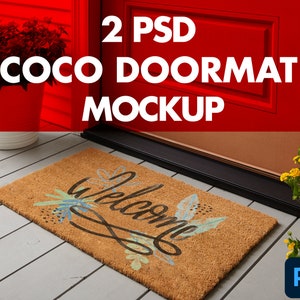 Coco Coir Doormat Mockup Models - Digital Floor Mat Mockup - 2 Psd Doormat Mockup