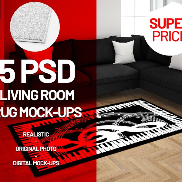 Living Room Rug Mockups | Carpet Mockup | PSD Carpet Mockup | PSD Rug Mockups | Room Carpet Rug and Carpet Mockup |