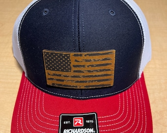 American Flag leather patch hat