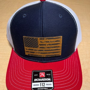 American Flag leather patch hat