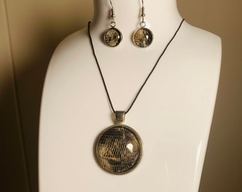 Disco Ball Bezel Pendant and Earrings Set