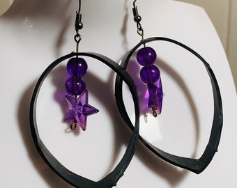 Purple Star Galaxy Earrings - Recycled Materials