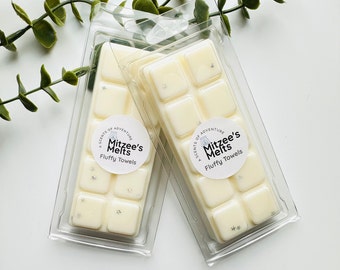 FLUFFY TOWELS Wax Melts,Snap Bar,Soy Wax,Eco friendly,Strong scented,highly fragranced,Gifts,Candles,vegan,Home,Melts