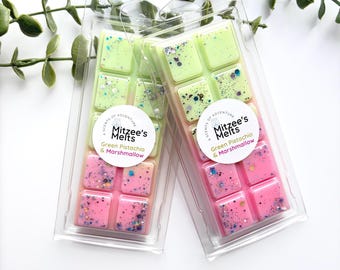 Pistachio & Marshmallow Scented Soy Wax Melts, Vegan Snap Bar