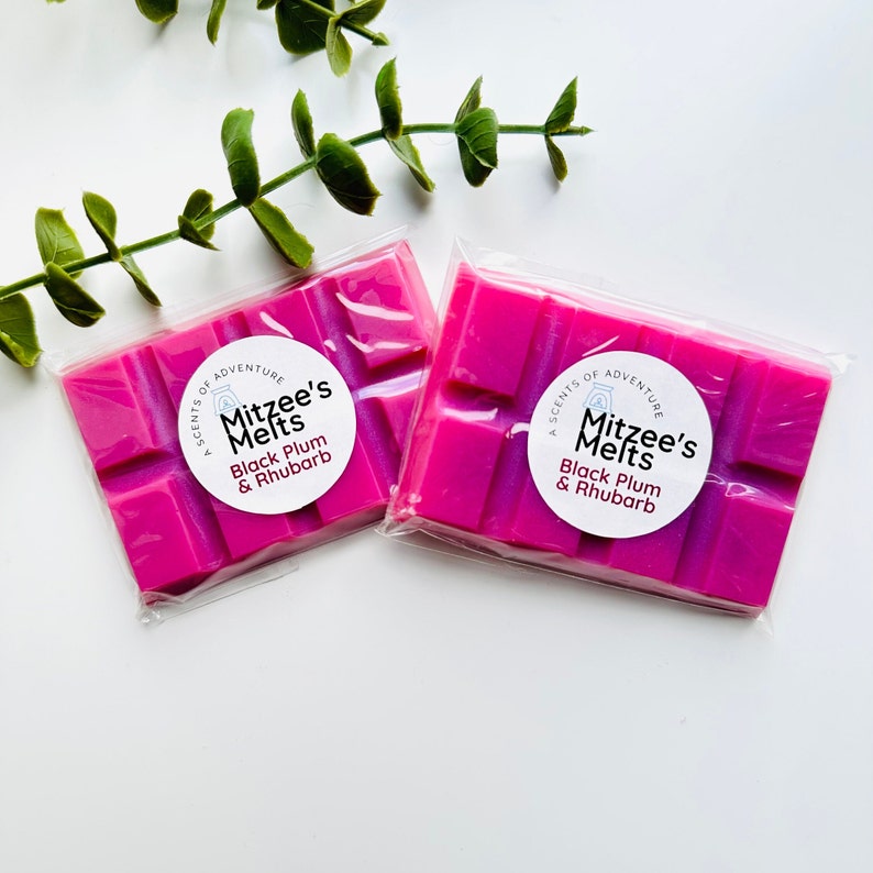 BLACK PLUM & RHUBARB Fruity Soy Wax Snap Bar, Highly Scented Home Fragrance, Vegan Wax Melt Gift Small Snap Bar