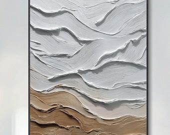 Earth-toned minimalist abstract seascapes, perfect for home offices, original hand-painted seascape murals, handcrafted canvas art, textured