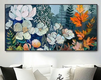 Tele floreale vintage Dipinto a olio su tela Astratto a mano Paesaggio creativo Decorazione d'interni Originale impressionista Opere