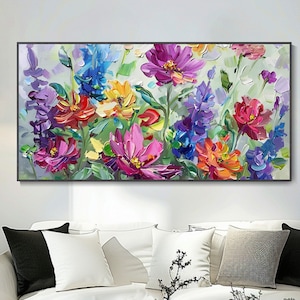 100% Hand-Painted Colorful Flower Landscape Oil Painting Original Decor For Living Room Sofa Wall New Home Decor Custom High-End Art