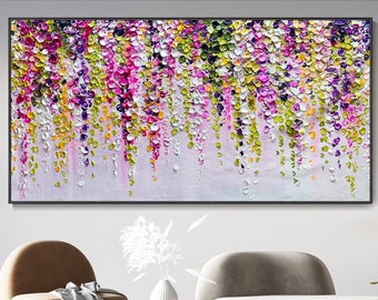 Abstract Floral Texture Canvas Oil Painting, Colorful Wall Decor Art Modern Landscape Painting Living Room Decor Oil Painting Christmas Gift