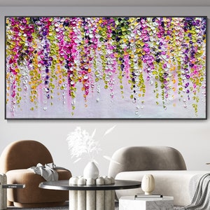 Abstract Floral Texture Canvas Oil Painting, Colorful Wall Decor Art Modern Landscape Painting Living Room Decor Oil Painting Christmas Gift