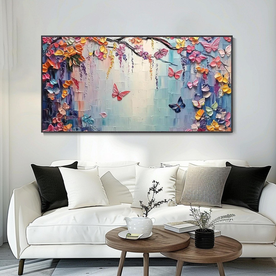 3D Thick Texture Oil Painting Abstract Landscape Flowers Original Hand ...