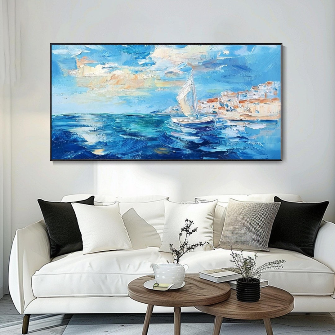 Modern Seascape Textured Ocean Oil Painting HP#2833