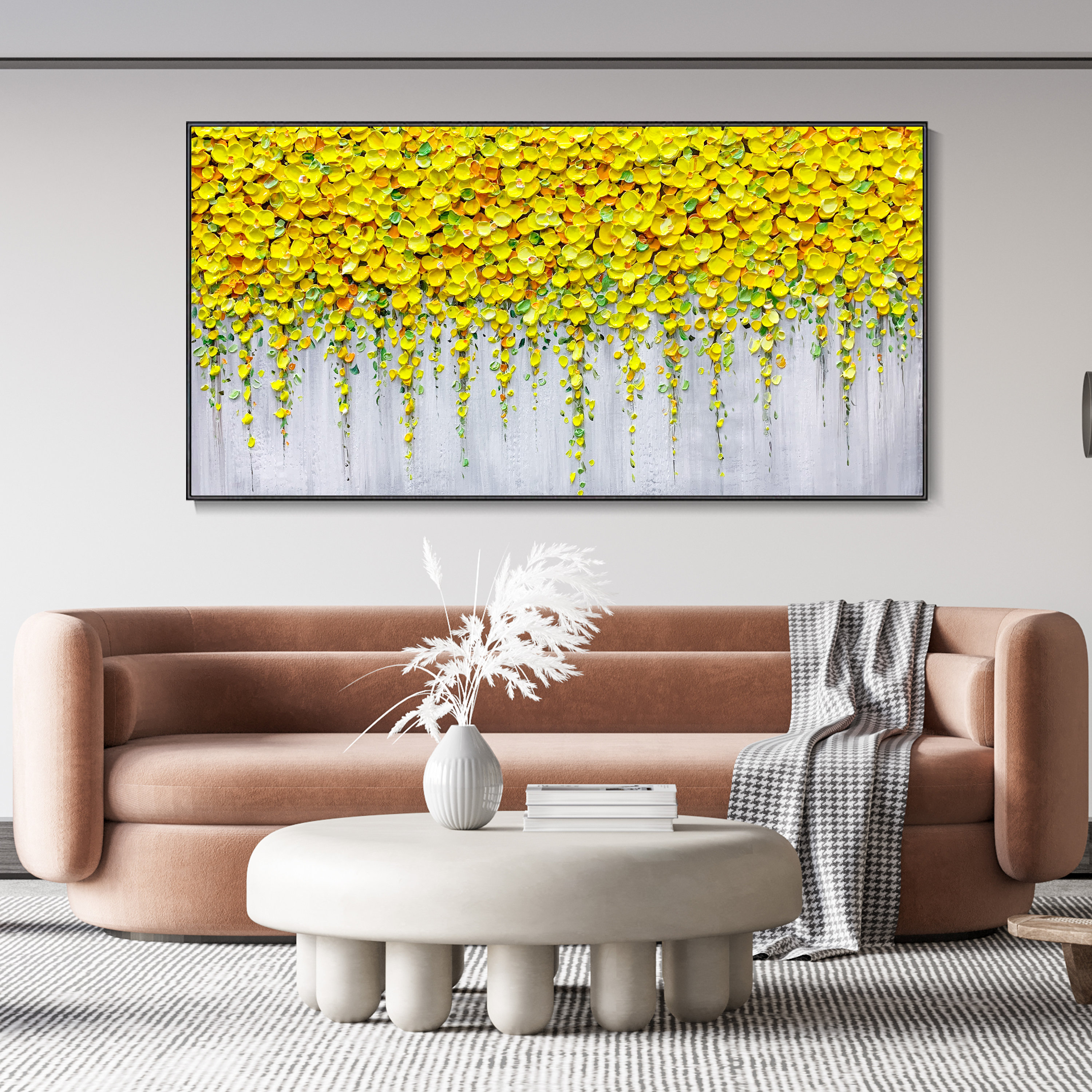 Hand 3D Flower Knife Painting on Canvas Abstract Yellow Flower Etsy