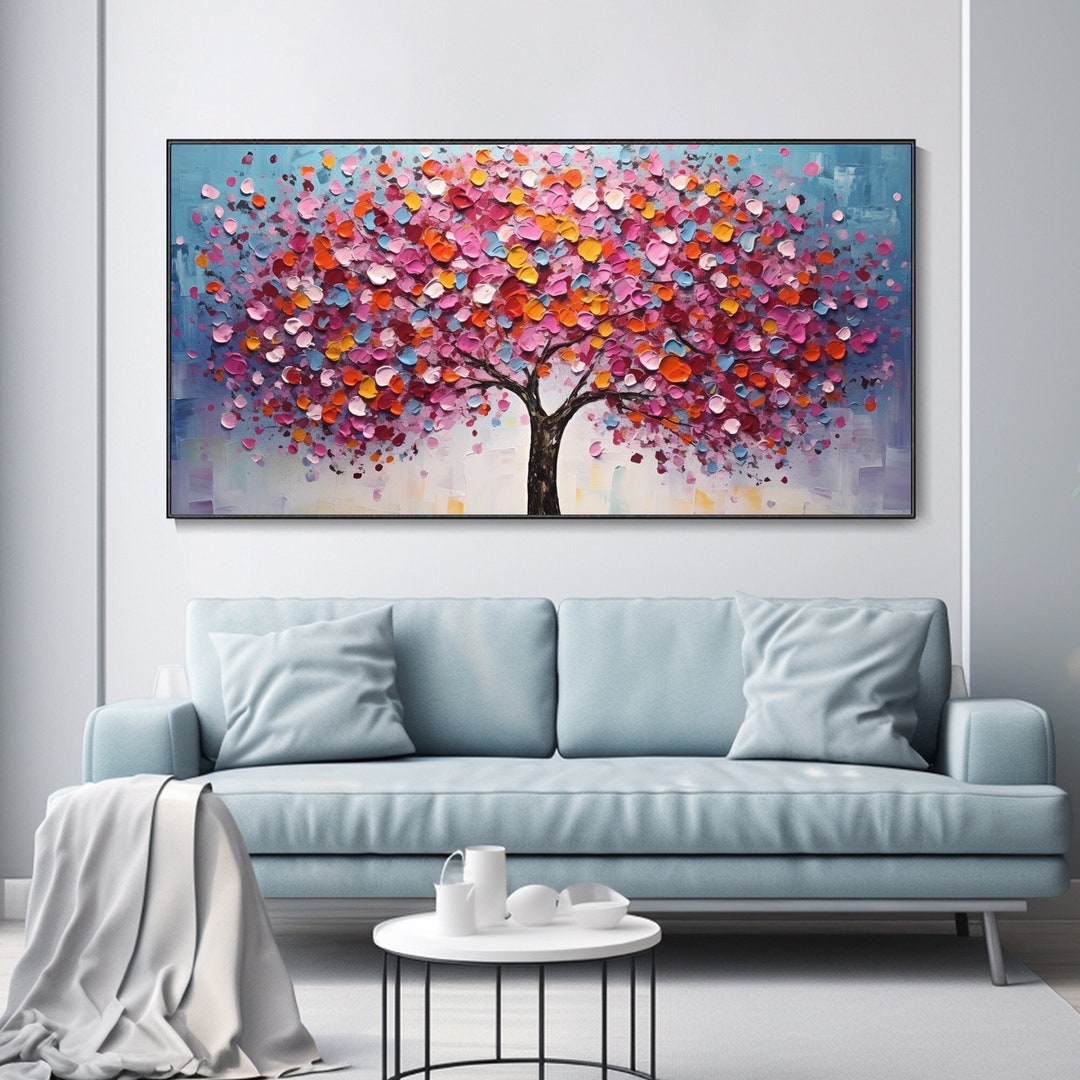 3D Colorful Tree Texture Art Life Tree Home Decor Framed Painting ...