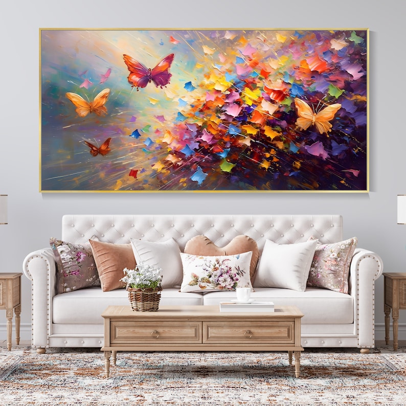 Flying Butterfly Home Decor Painting, Boho Animal Butterfly Painting