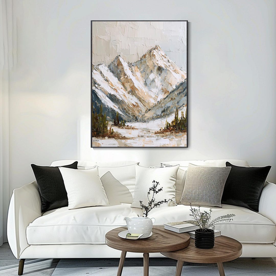 Original Abstract Landscape Oil Painting Large White Textured Wall Art ...