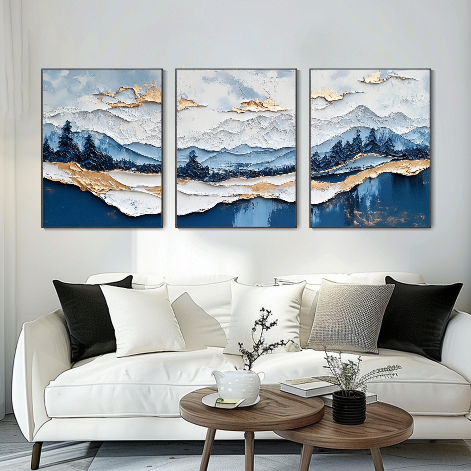 Original 3D Texture Wall Art Canvas Mountain Painting Custom Landscape ...